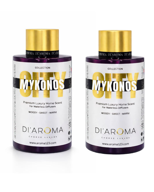Mystic Romance Di'Aroma Mykonos bottle 120ml, elegant fragrance for tranquil rooms.