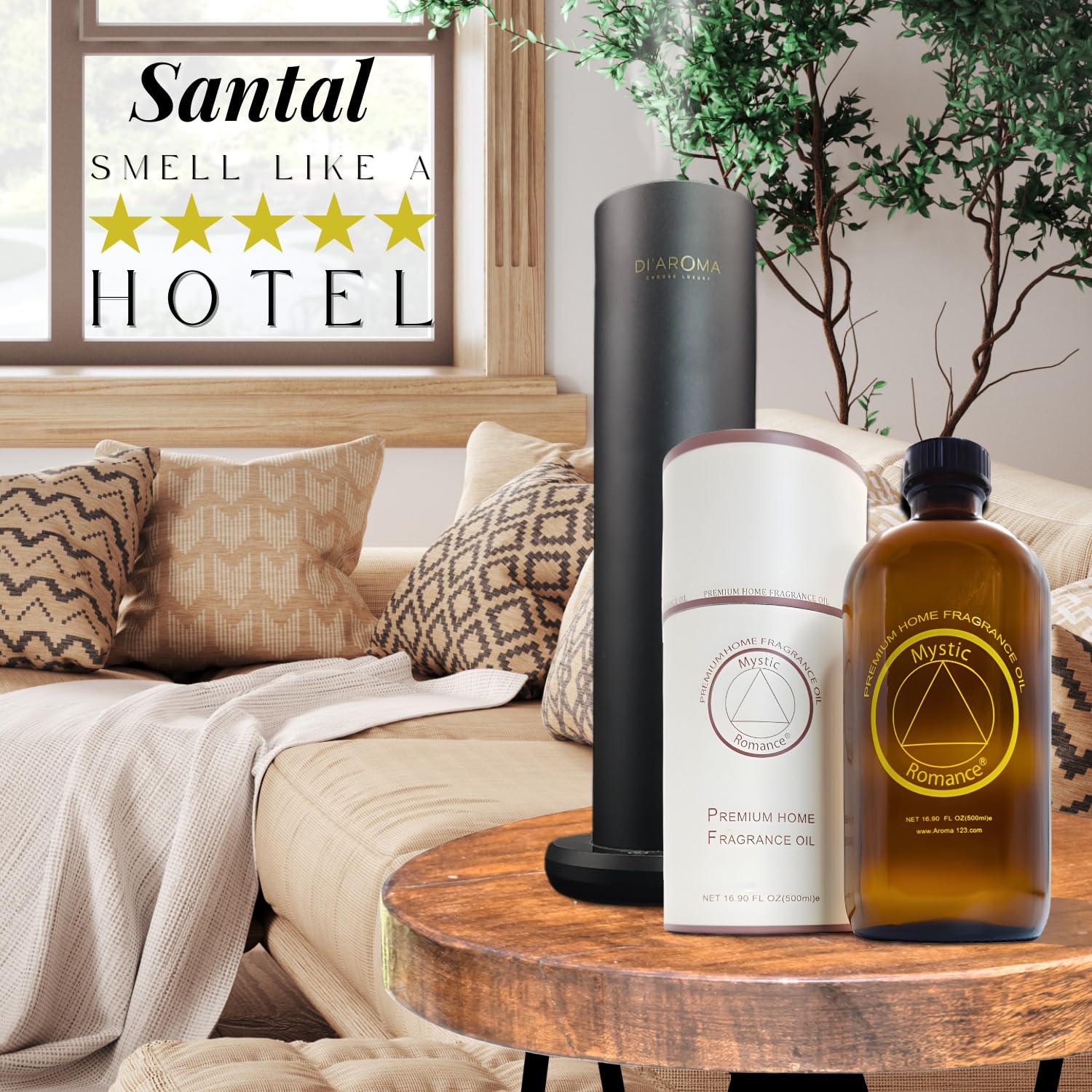 Mystic Romance Santal Premium 500ml glass bottle ready for diffusers