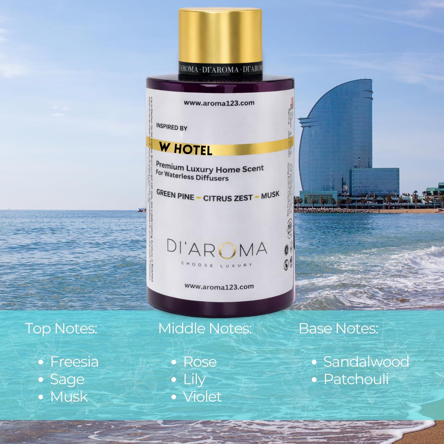 Di'Aroma W Hotel diffuser setup conveying hotel-grade ambiance