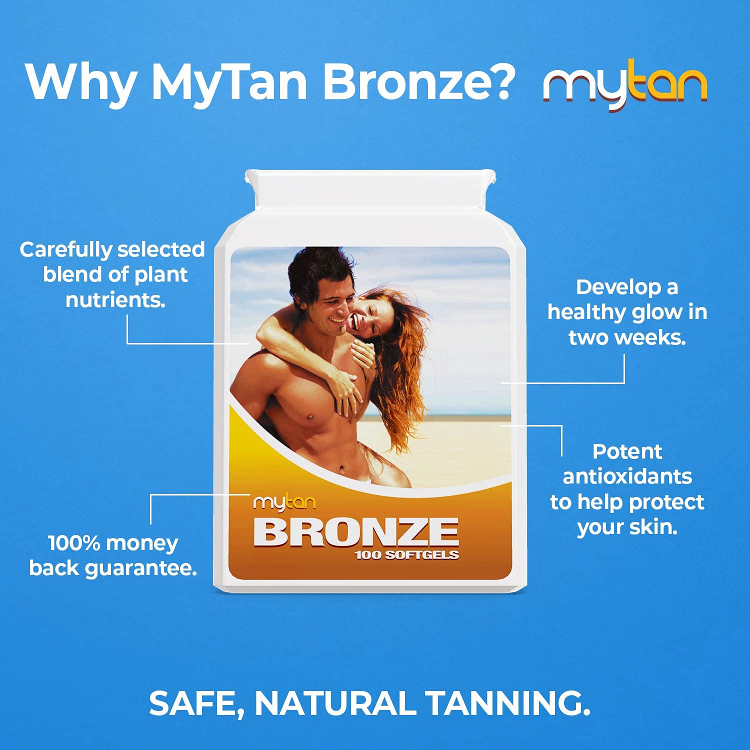 MyTan Bronze bottle cap for easy daily intake.