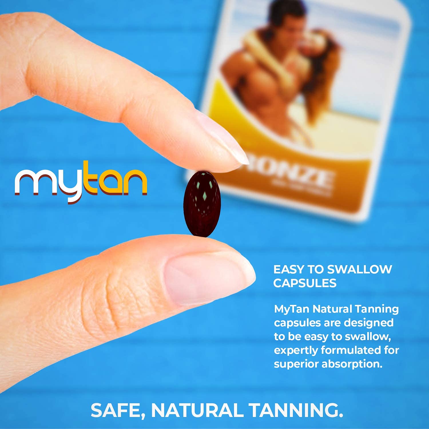 MyTan Bronze nutrition label highlights carotenoids and vitamin E.