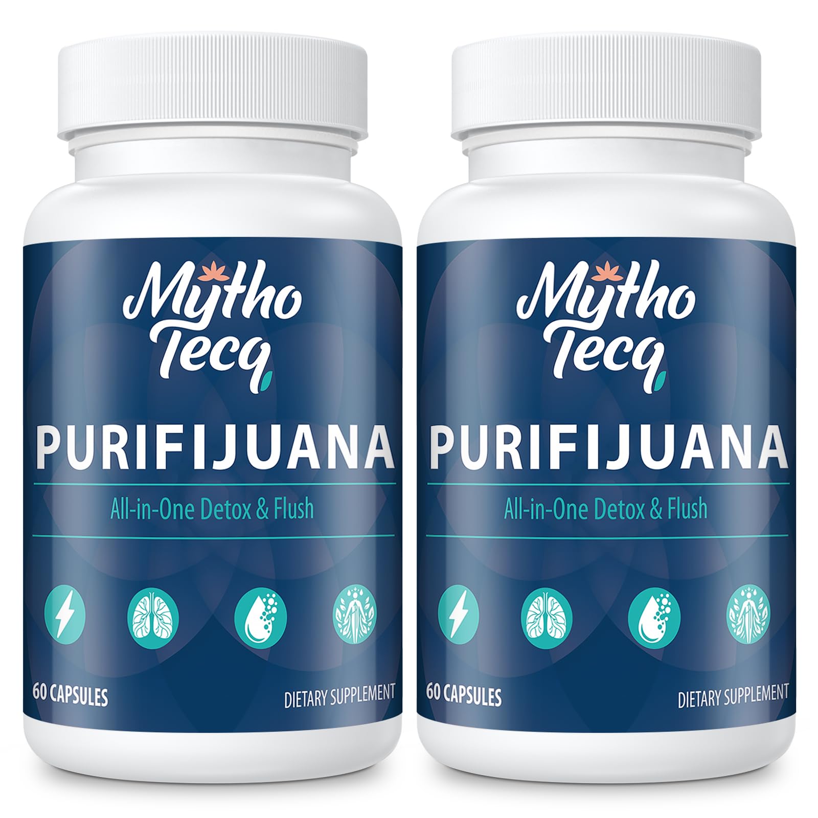 MythoTecq detox bottle front showing premium herbal cleanse for daily wellness