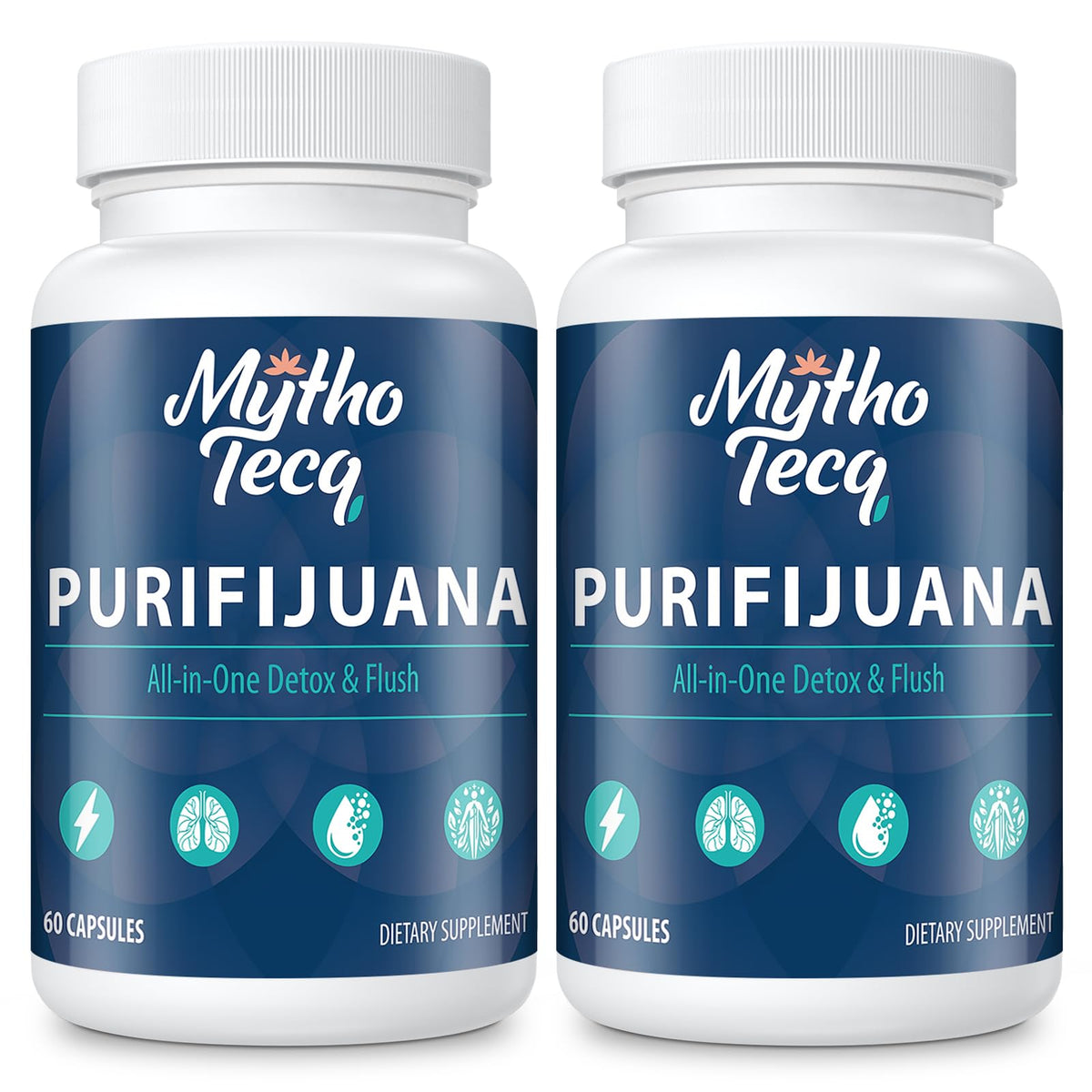 MythoTecq detox bottle front showing premium herbal cleanse for daily wellness