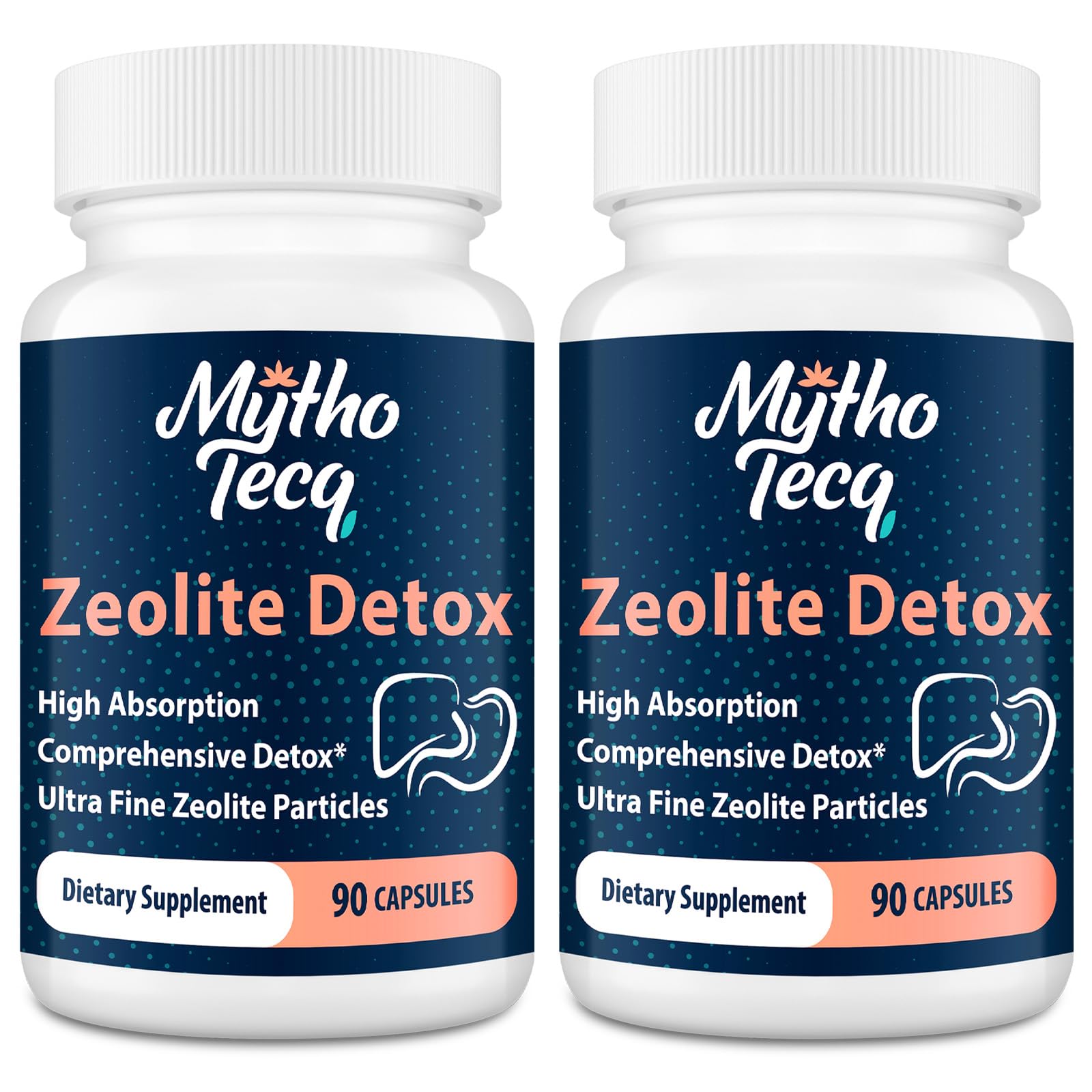 MythoTecq Zeolite Detox bottle pour; convenient full-body cleanse on the go.