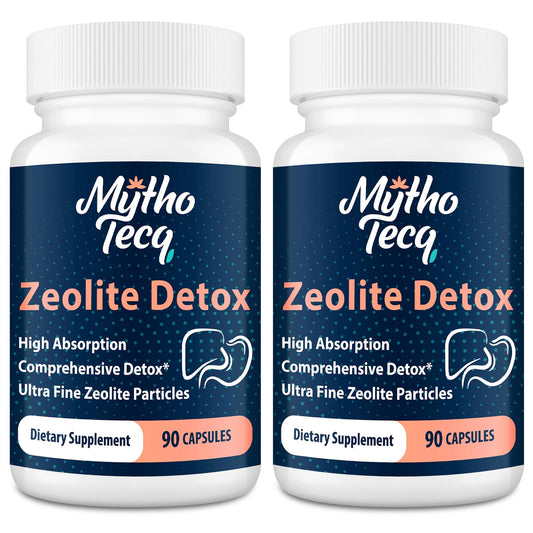 MythoTecq Zeolite Detox bottle pour; convenient full-body cleanse on the go.