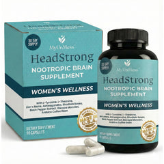 MyUnMess HeadStrong bottle front showing the product for daily cognitive support.