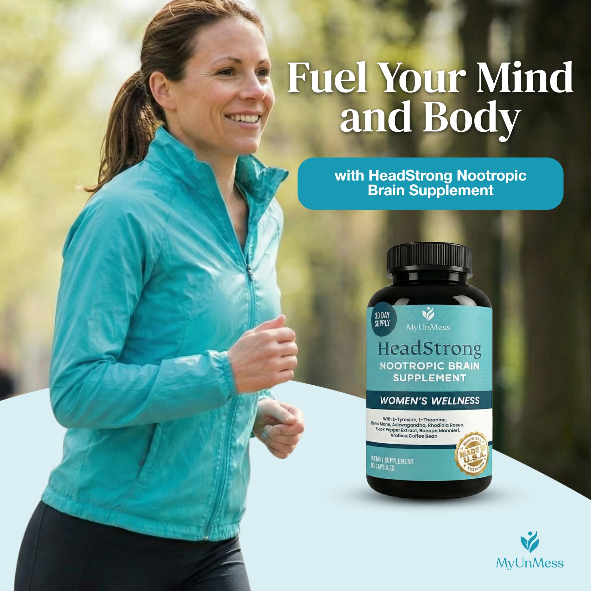 Capsules in hand, MyUnMess HeadStrong for quick, steady focus.