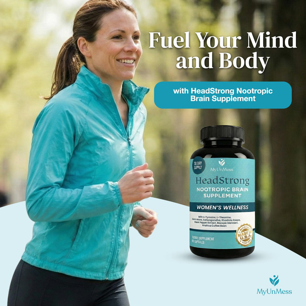 Capsules in hand, MyUnMess HeadStrong for quick, steady focus.