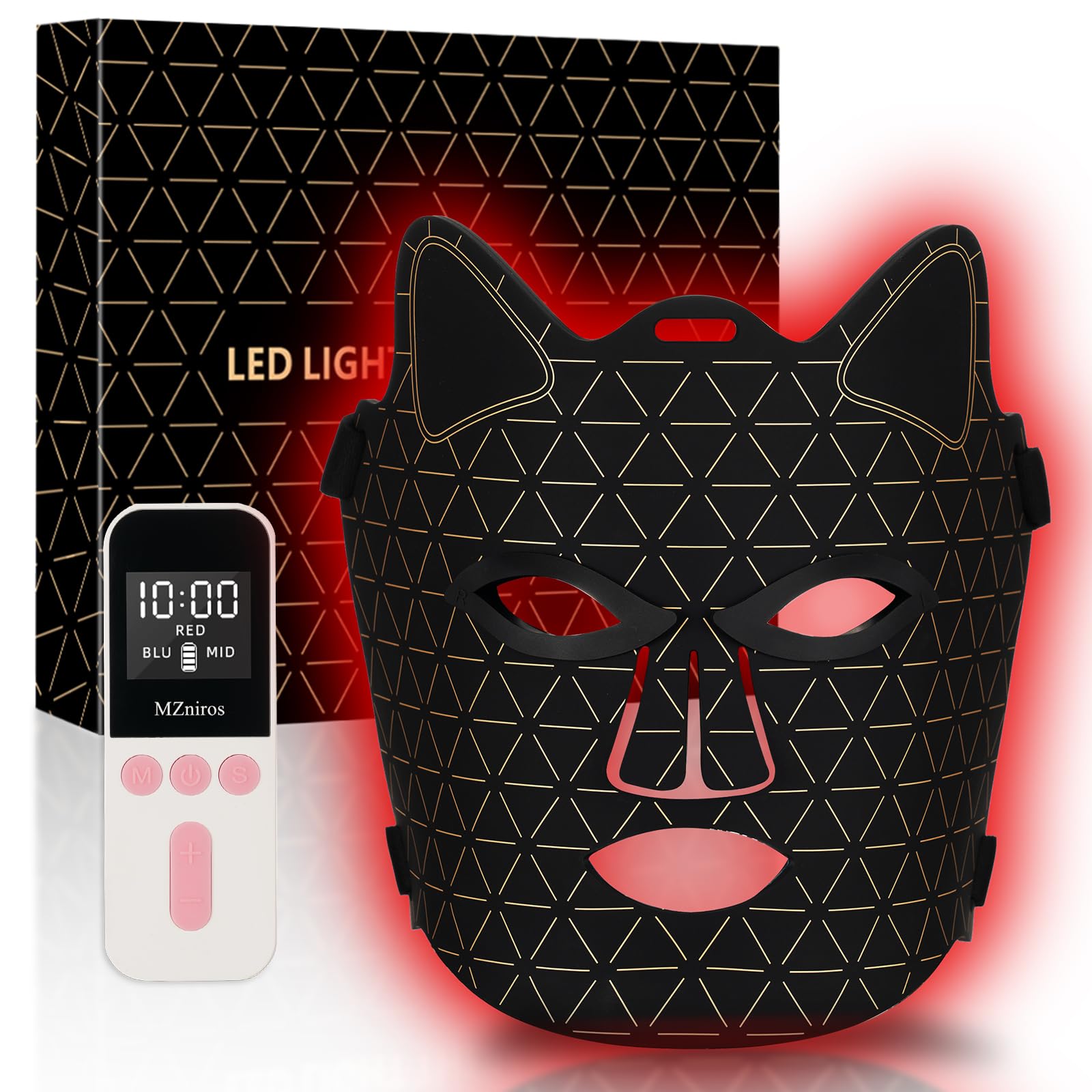 MZniros red light mask front view for at-home skincare routine