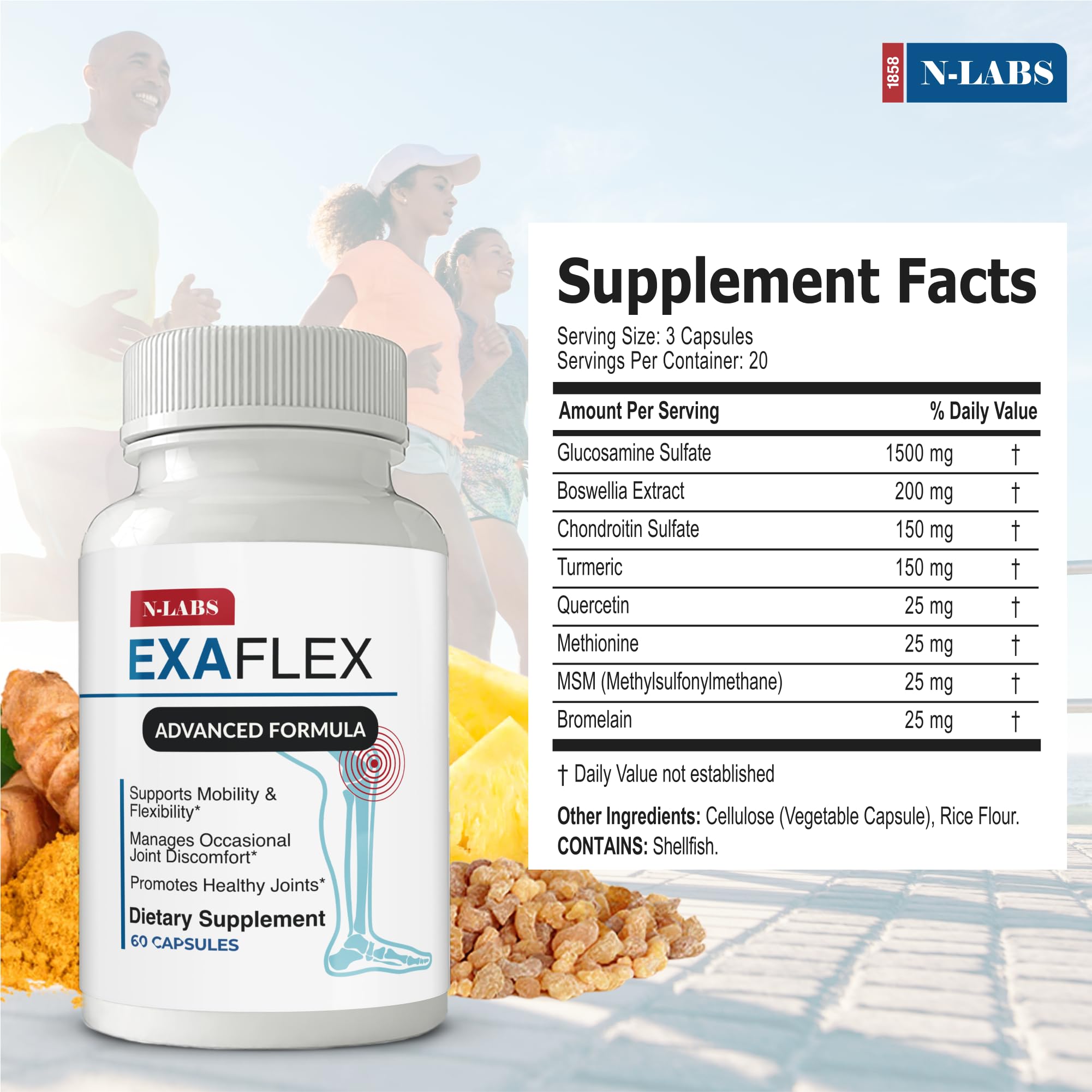 N-Labs ExaFlex capsules closeup shows premium blend.