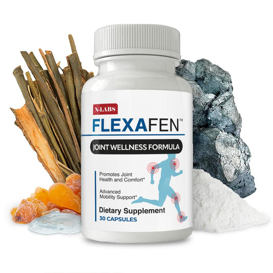 N-Labs Flexafen bottle close-up showing easy daily joint support for mobility