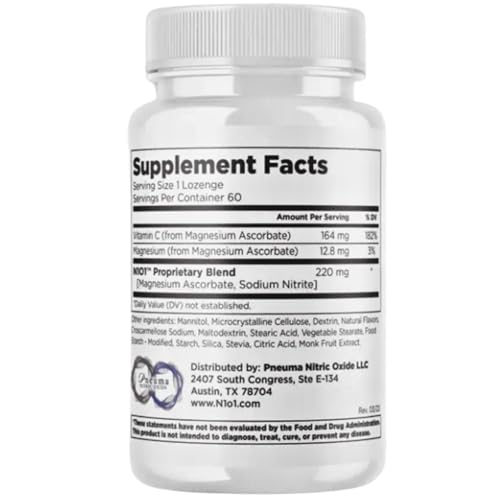 N1O1 Nitric Oxide Lozenges bottle on a shelf ready for daily routine