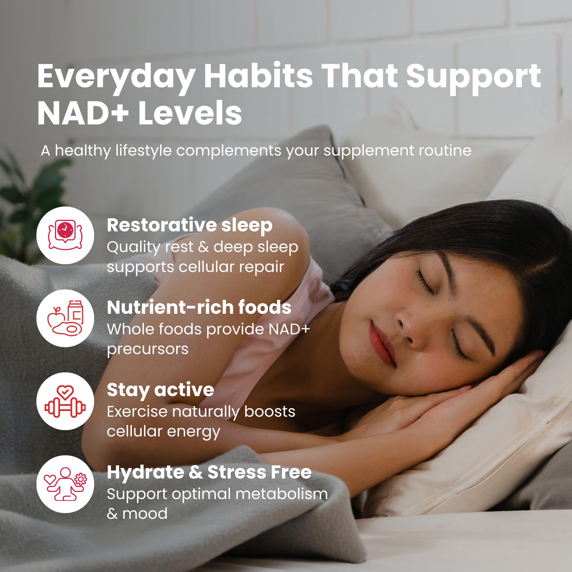 NAD Plus Revive+Immune morning routine scene emphasizes simple wellness ritual.