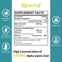 Naering liposomal alpha lipoic acid softgels closeup emphasizing optimized absorption