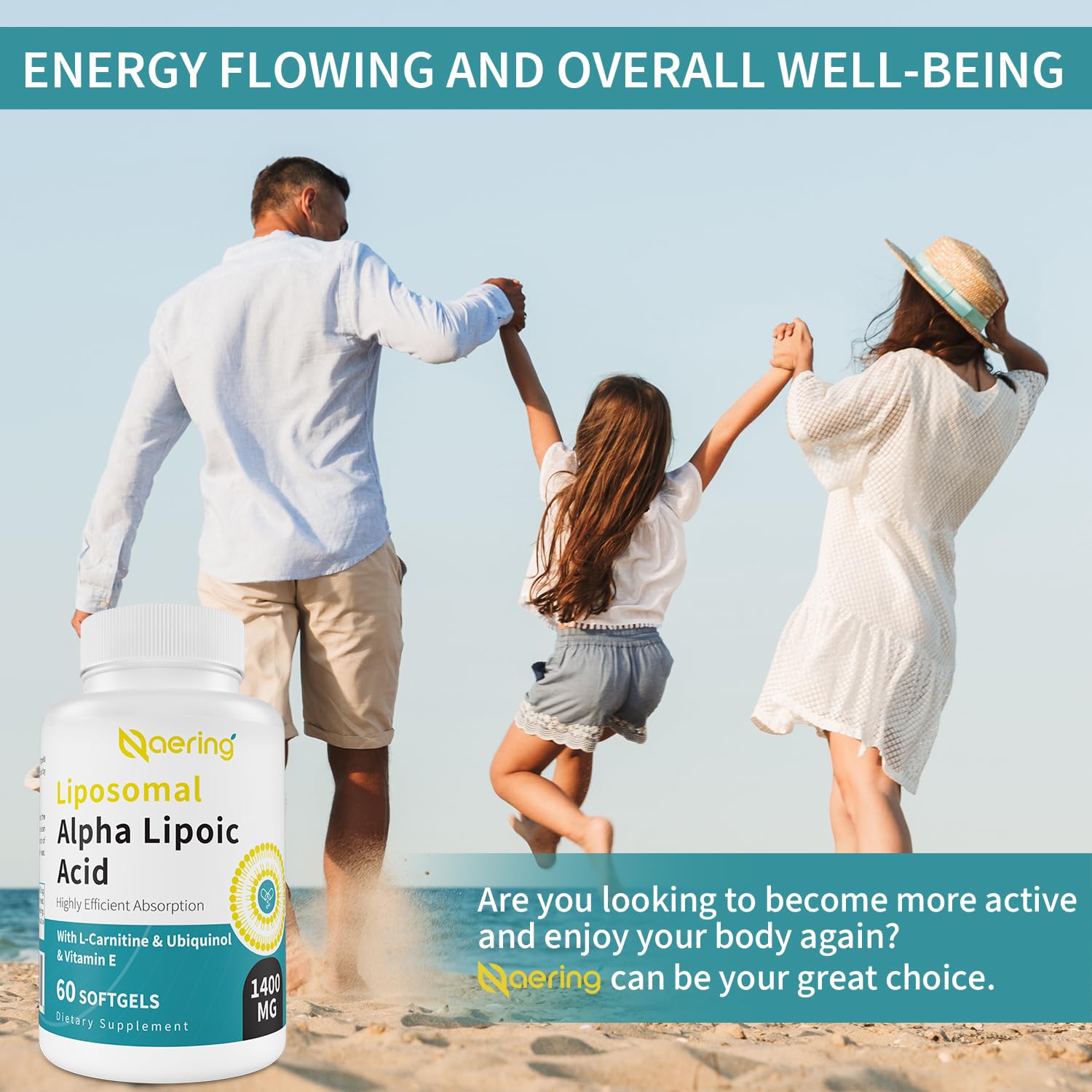 Naering liposomal alpha lipoic acid vitamin E and CoQ10 closeup
