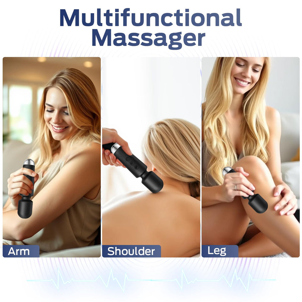 Naetxoa massager in use on neck, shoulders, and legs for targeted relief