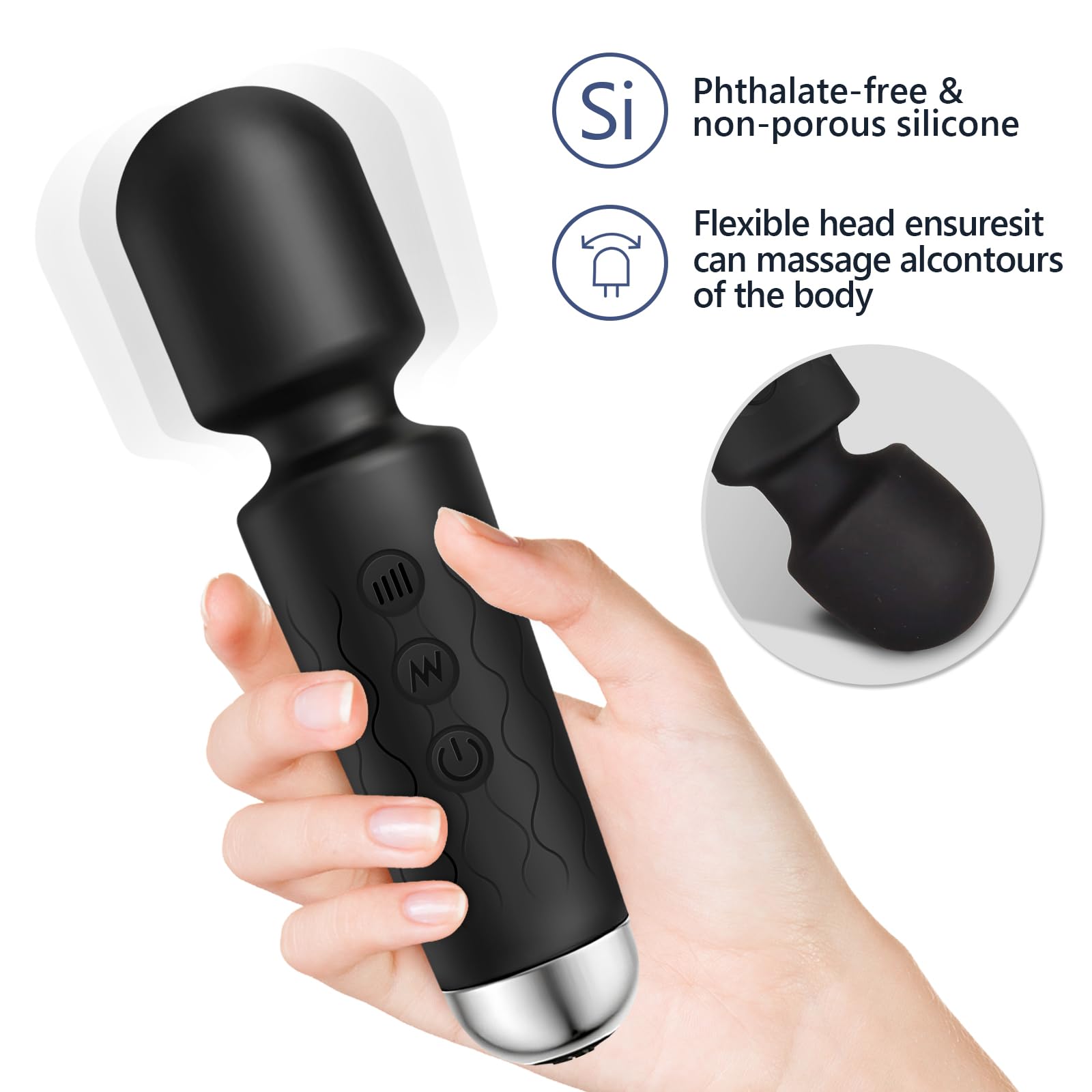 Naetxoa massager side view highlighting ergonomic grip for targeted use