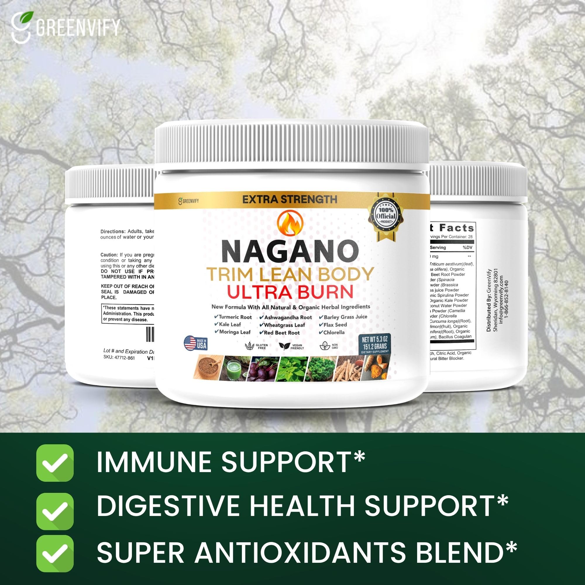 A spoonful of Nagano Trim Lean Body Ultra Burn over a smoothie for a daytime energy boost.