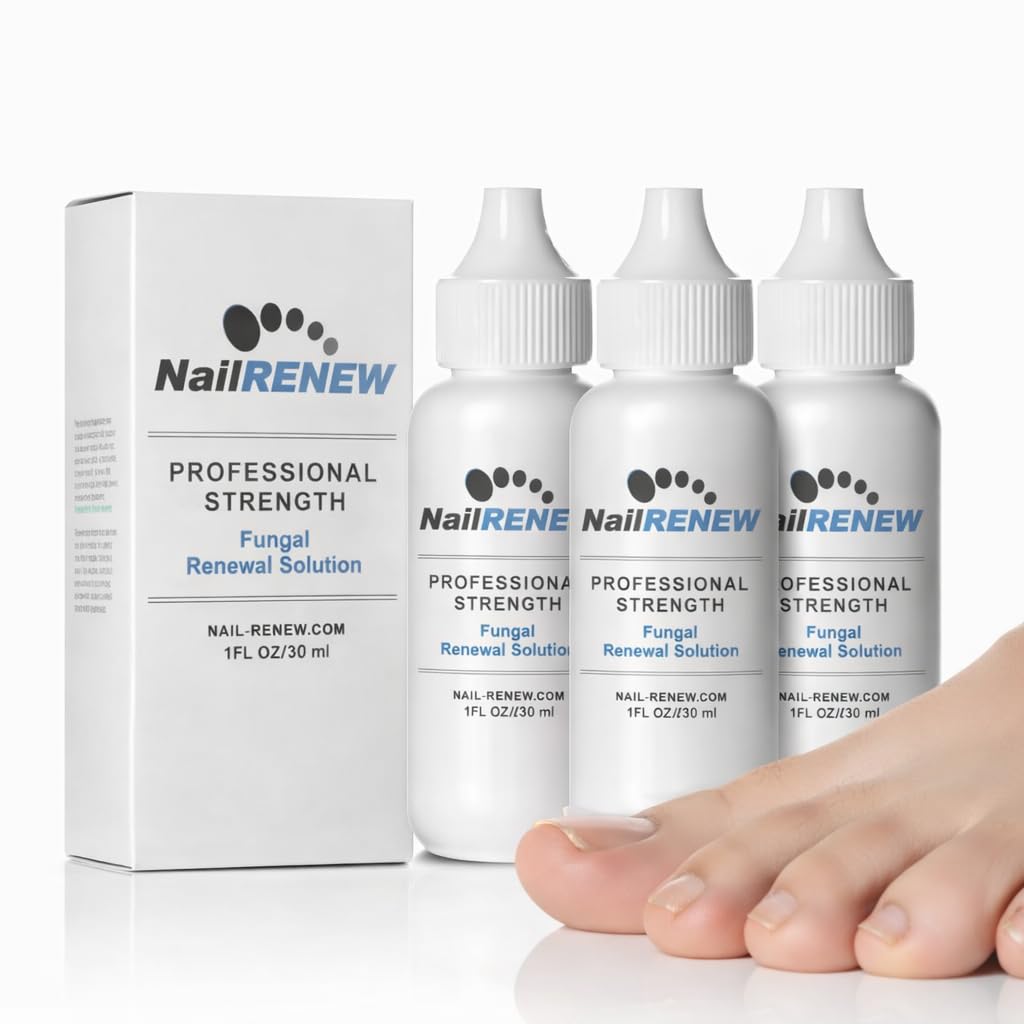 NailRENEW antifungal bottle front view, ideal for at home toe nail care.