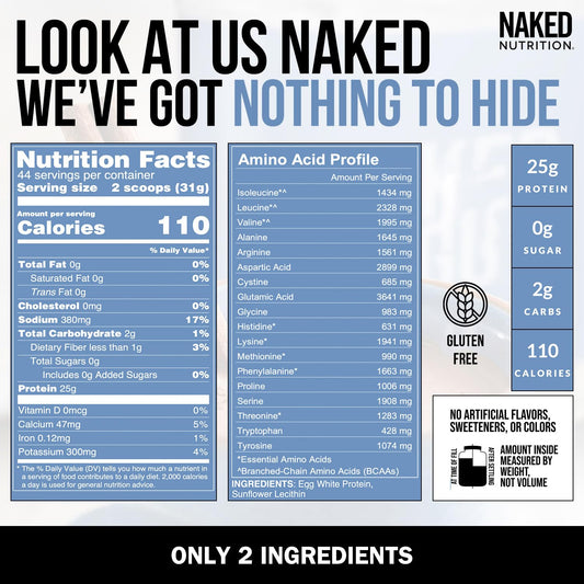 NAKED egg white protein powder scoop shows precise serving for clean nutrition