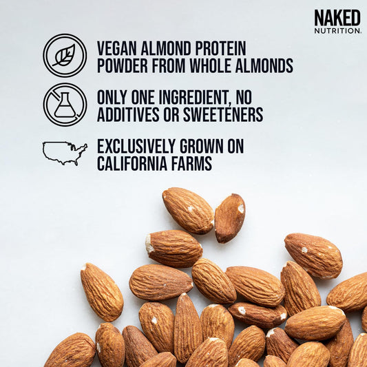 Closeup of NAKED Almond Powder texture for a high-protein, low-sugar profile.