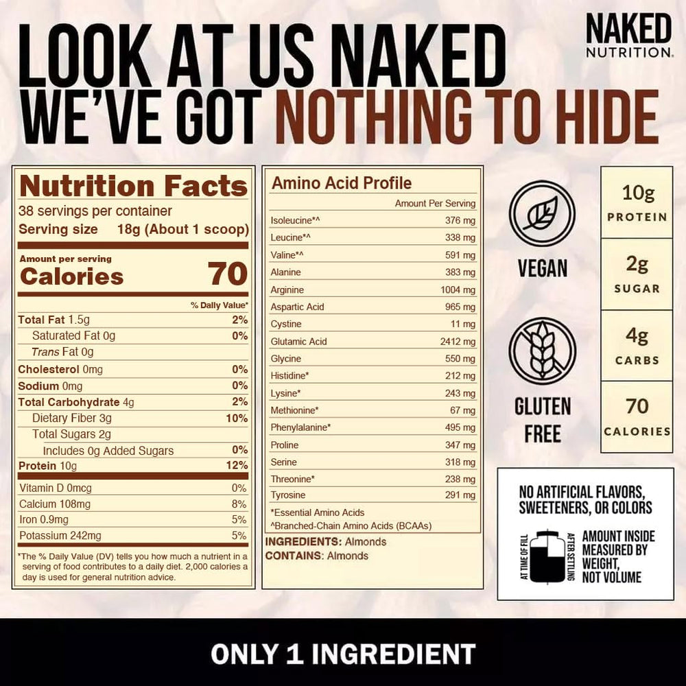NAKED Almond Protein Powder shake in glass showing easy mixability.