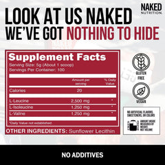 Naked BCAAs shaker with prepared mix, ideal for pre- or post-workout use.