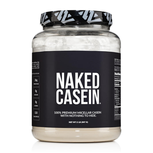 NAKED Casein 2lb bottle front showing pure micellar protein for clean gains.