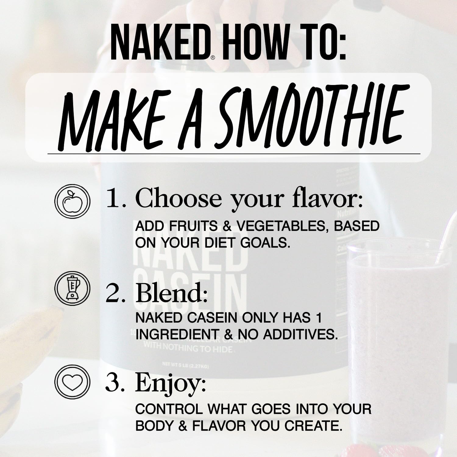 NAKED Casein BCAAs per serving – important amino acids for daily training.