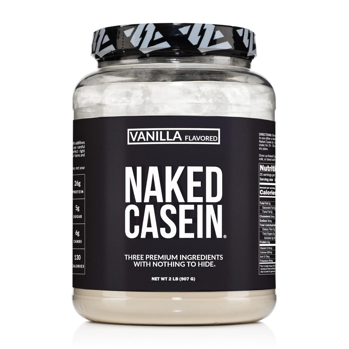 NAKED Casein Vanilla bottle pours to support slow-release protein overnight.
