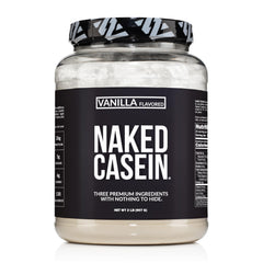 NAKED Casein Vanilla bottle pours to support slow-release protein overnight.