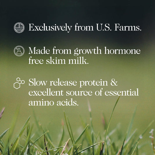 NAKED Casein Vanilla bottle label emphasizes GMO-free, gluten-free, and soy-free protein
