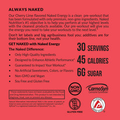 NAKED Cherry Lime Energy caffeine visual communicates energy boost.