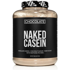 NAKED Chocolate Casein powder bag, 5 lb bulk for steady overnight recovery