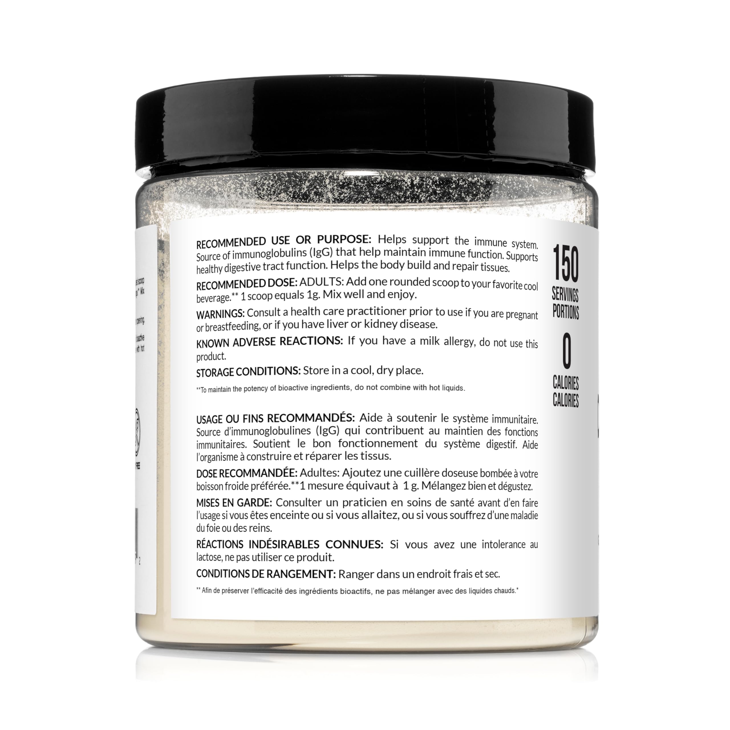 NAKED Colostrum Powder packaging image emphasizing sustainable sourcing.