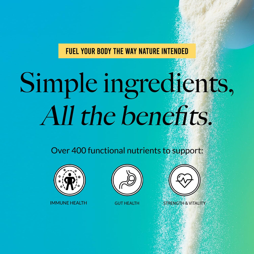 NAKED Colostrum Powder spoon highlighting precise dosing for daily intake.