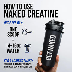 NAKED Creatine jar labeled 45 servings and nutrition info
