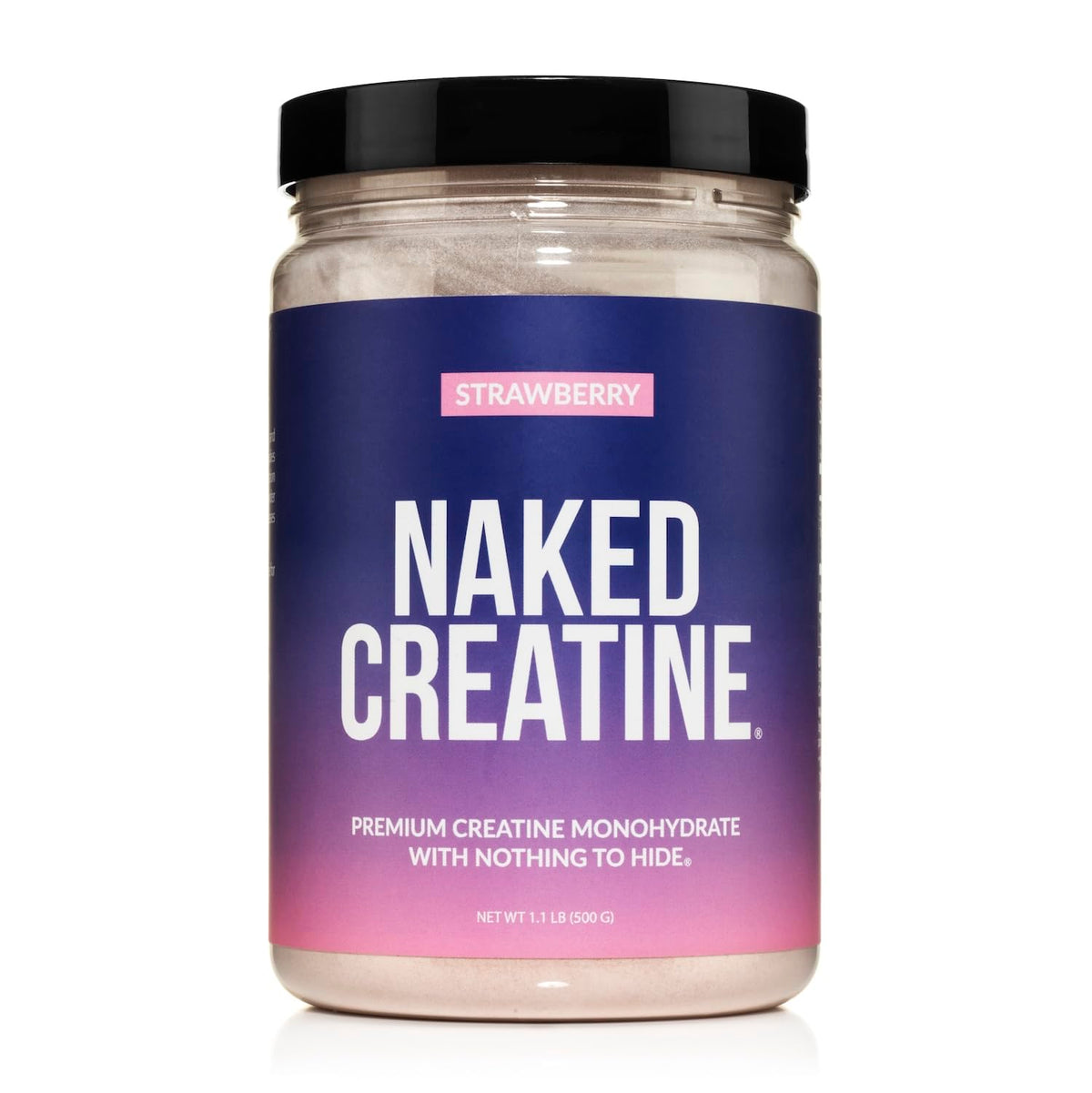NAKED Creatine Strawberry front view showing real strawberry powder