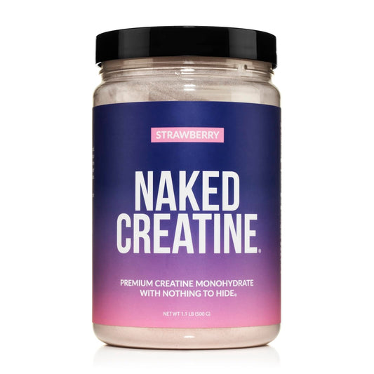 NAKED Creatine Strawberry front view showing real strawberry powder