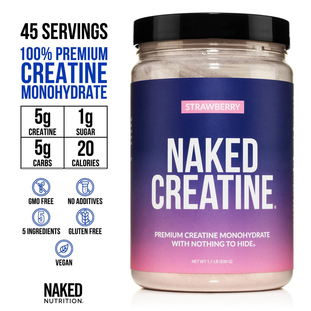 NAKED Creatine Strawberry scoop dissolving quickly in water
