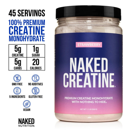 NAKED Creatine Strawberry scoop dissolving quickly in water