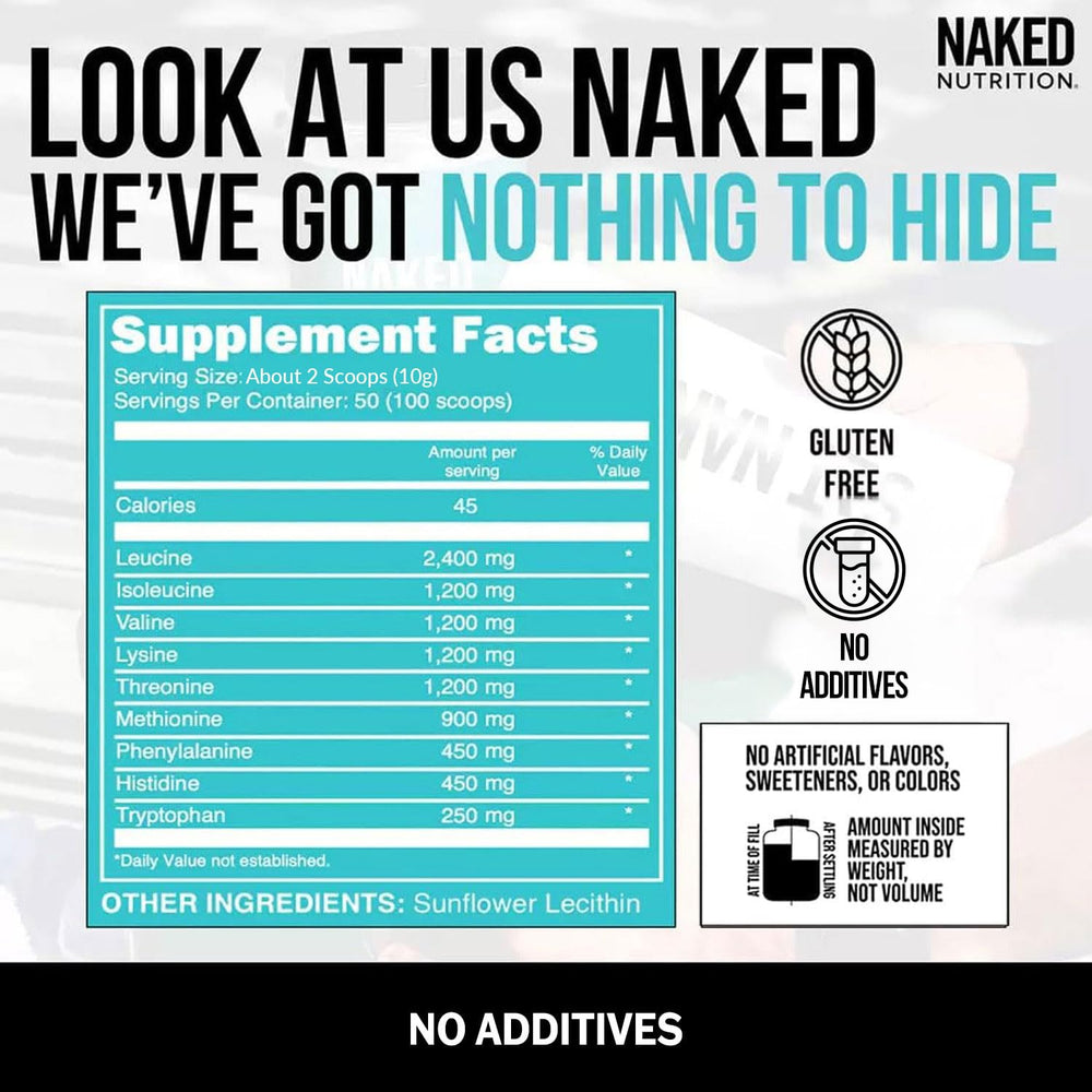 NAKED EAAs measuring scoop ready to portion before training.