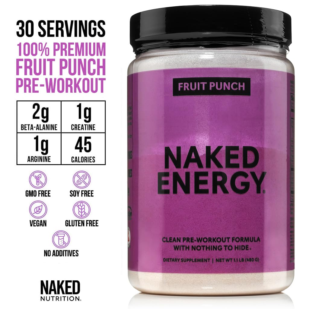NAKED Fruit Punch Energy mixed in glass shows a refreshing pre-workout drink