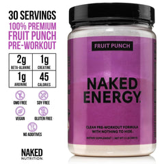 NAKED Fruit Punch Energy mixed in glass shows a refreshing pre-workout drink