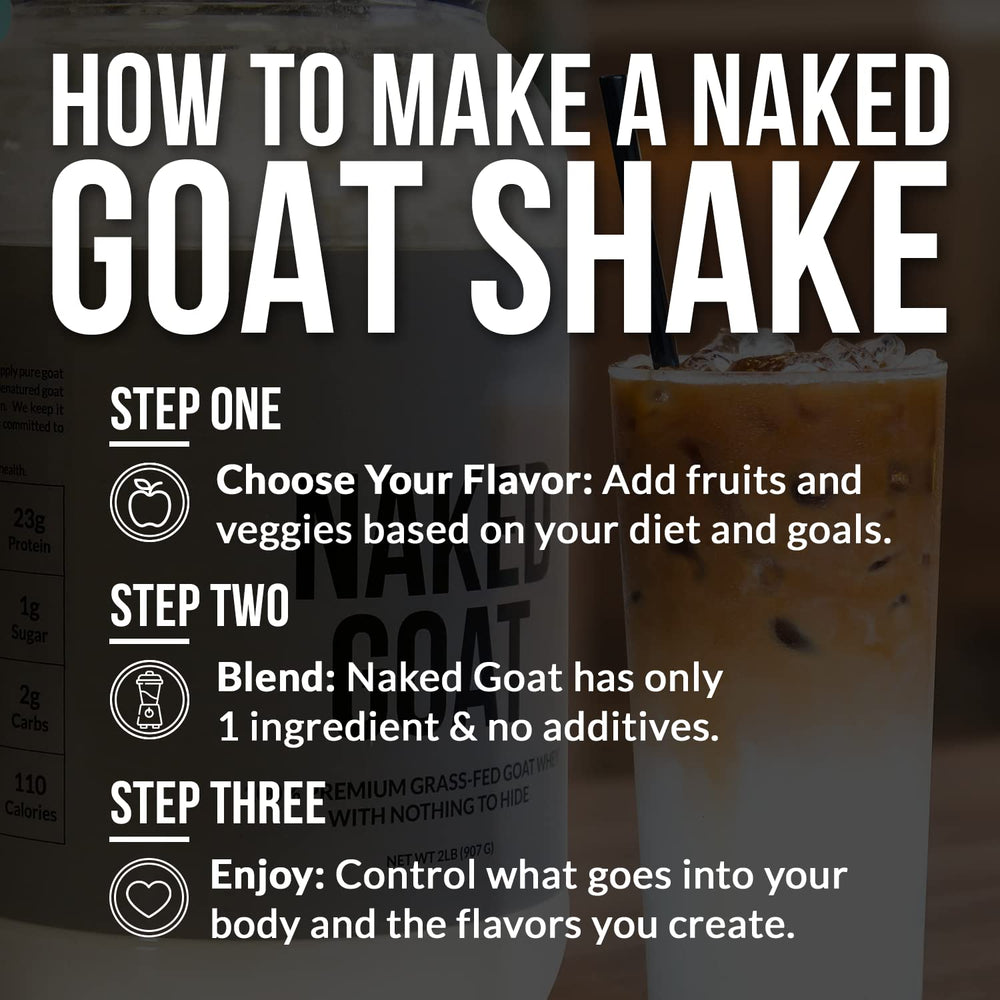 NAKED Goat whey protein ingredients panel close-up, single ingredient