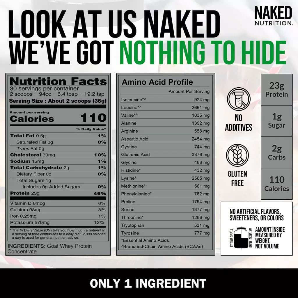 NAKED Goat whey protein scoop in shaker for quick shakes