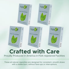 NAKED Green Tea Cigarettes COOL pack label highlighting no additives