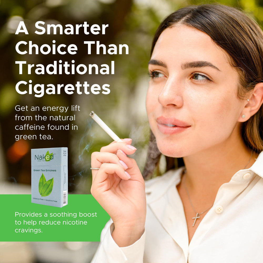 NAKED Green Tea Cigarettes COOL pack open, cigarettes neatly arranged