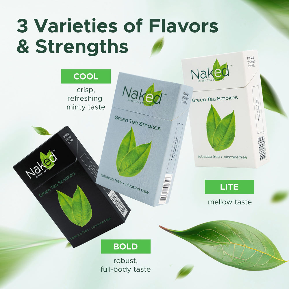 Naked Green Tea Cigarettes Lite cigarettes inside, convenient smoke-free alternative.