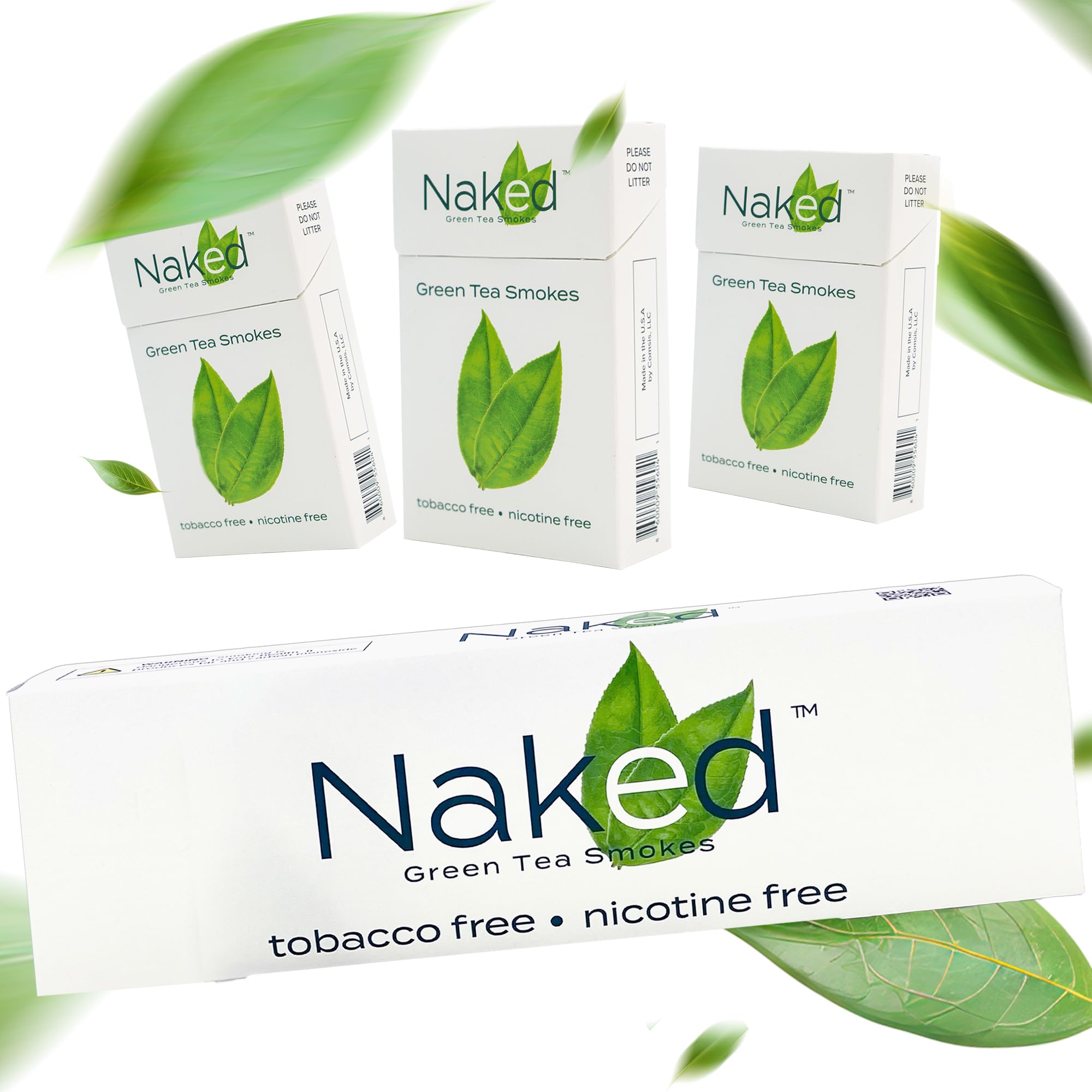 Naked Green Tea Cigarettes Lite pack open, nicotine-free option ready for use.